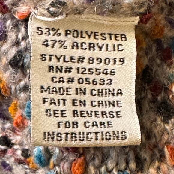 Habitat Size Large Space Dyed Speckled Button Up Single Pocket Cardigan Sweater - Picture 8 of 8